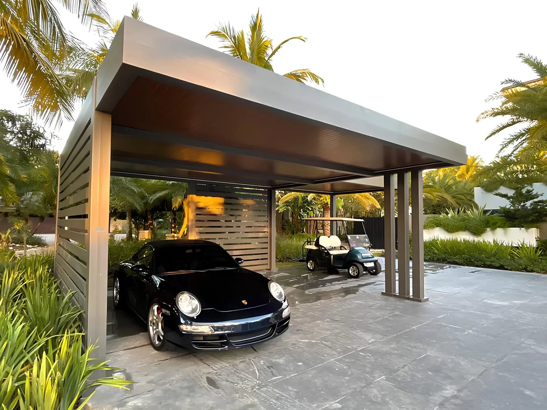 Azenco PR Sho Pros gray bronze r car led strip wood grain carport