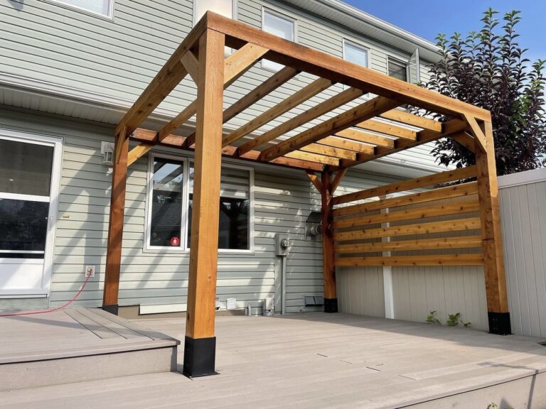 Custom attached pergola