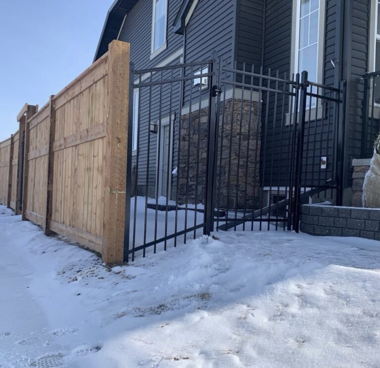 Wood Fence with an aluminum gate