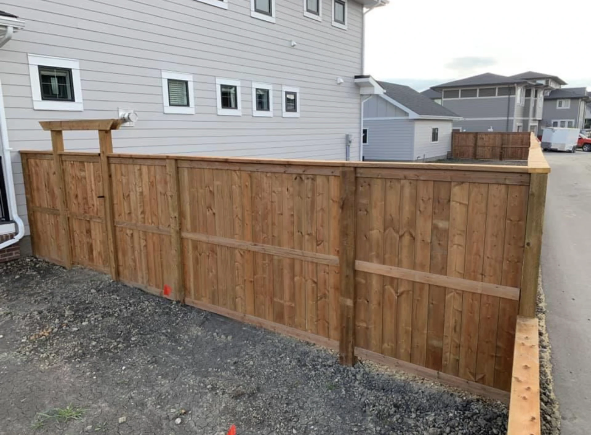 Residential cedar fence with gate